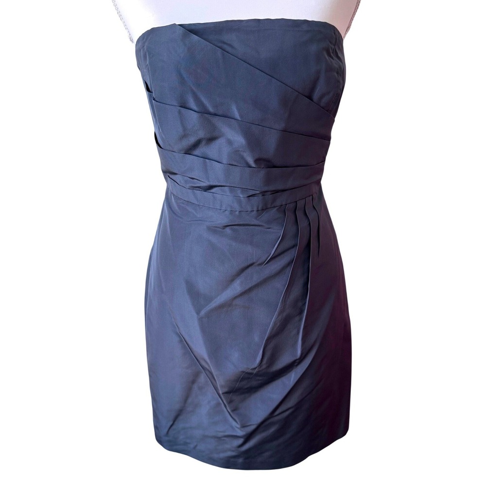 J.Crew Strapless Navy Silk Taffeta Cocktail Dress Charcoal Grey Formal Size 4